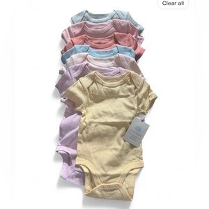 7pack Cloud Island Pastel Baby Bodysuit Set for 3-6months